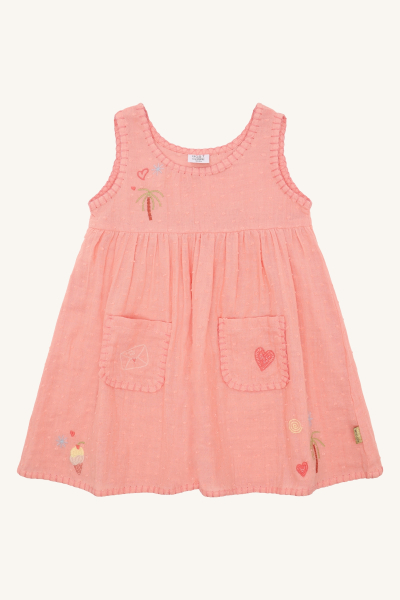 Hust&Claire - HCKaroline Dobby Kleid hellrot